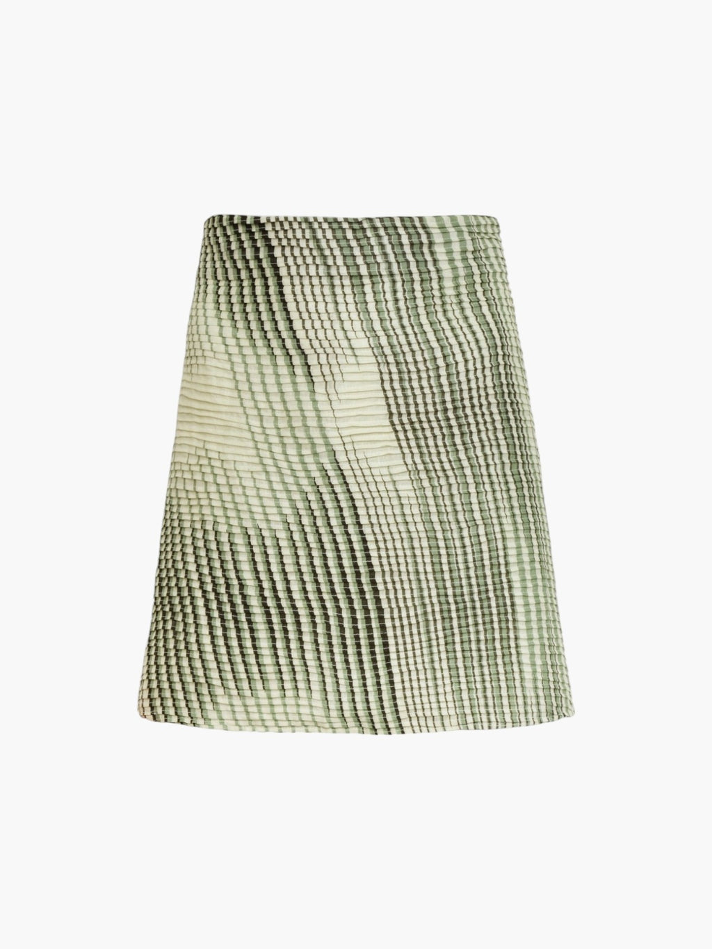 Bianca Pleated Linen Mini Skirt | Green Stripes