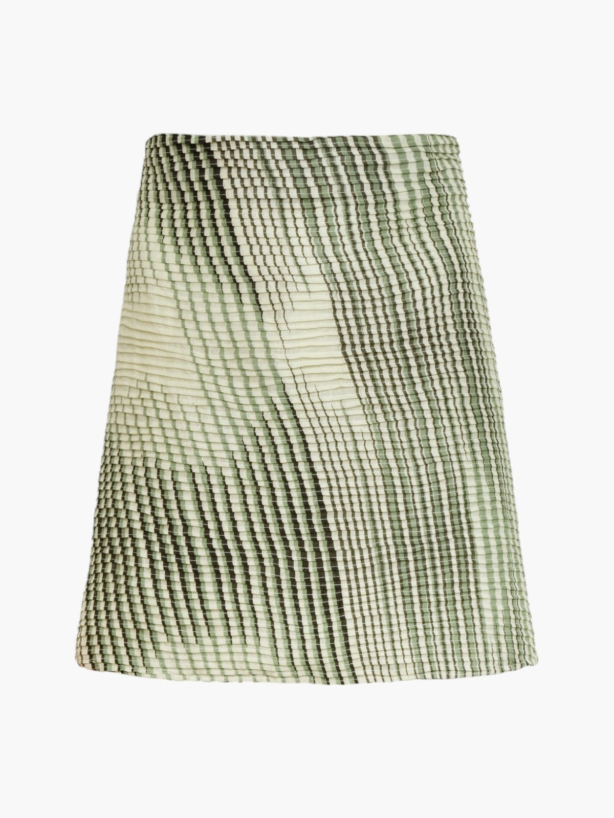 Bianca Pleated Linen Mini Skirt | Green Stripes