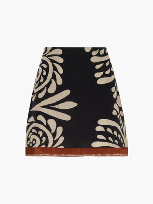 Carmelita Crepe Chine Mini Skirt | Black Arabesque Carmelita Crepe Chine Mini Skirt | Black Arabesque