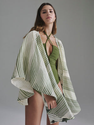 Cavalo Linen Poncho | Green Tropical Landscape Cavalo Linen Poncho | Green Tropical Landscape