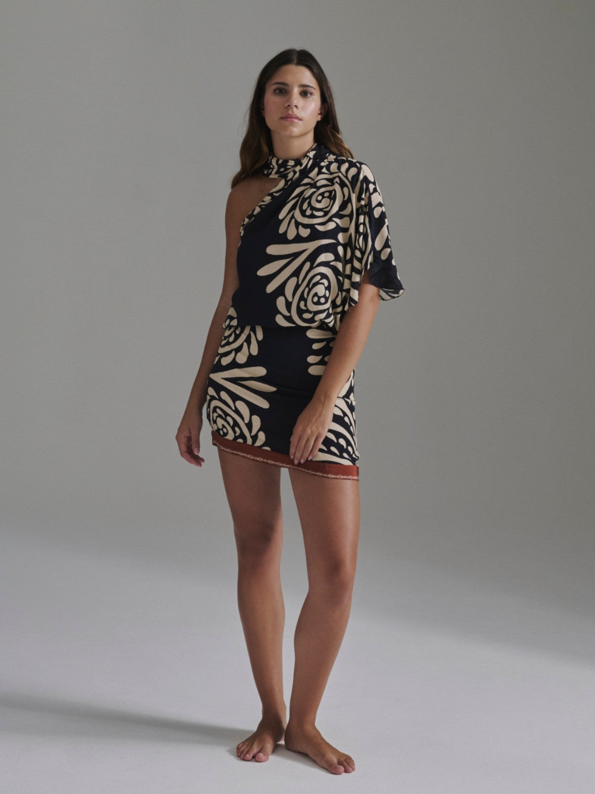 Carmelita Crepe Chine Mini Skirt | Black Arabesque Carmelita Crepe Chine Mini Skirt | Black Arabesque