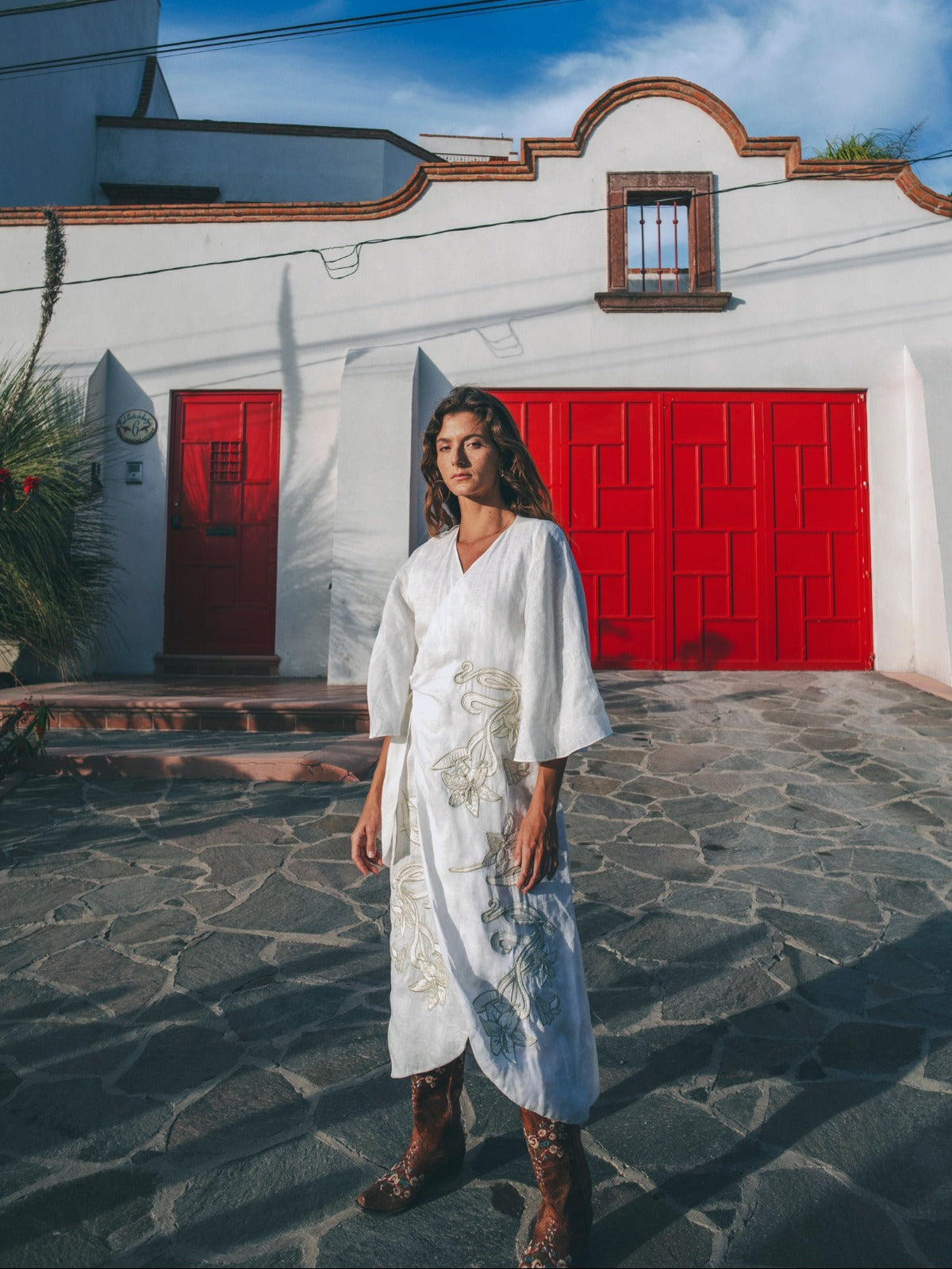 Frida Linen Embroidered Dress | White Frida Linen Embroidered Dress | White