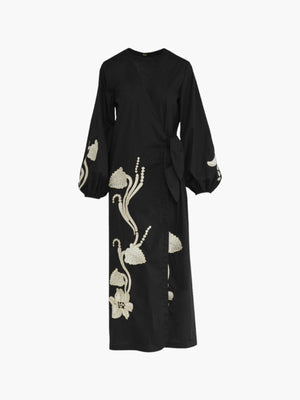 Hojarasca Cotton Embroidered Tunic Dress | Black Hojarasca Cotton Embroidered Tunic Dress | Black