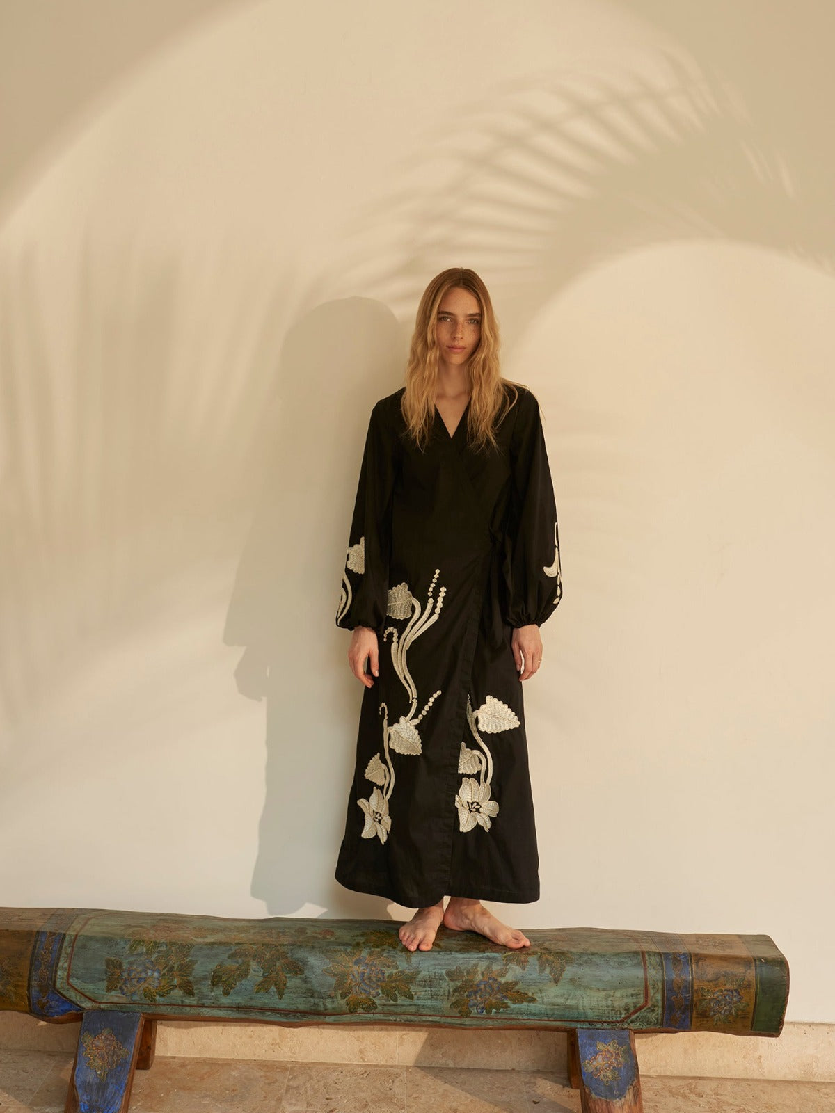 Hojarasca Cotton Embroidered Tunic Dress | Black Hojarasca Cotton Embroidered Tunic Dress | Black