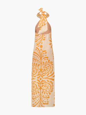 Ipanema Linen Maxi Dress | Ecru/Yellow Arabesque Ipanema Linen Maxi Dress | Ecru/Yellow Arabesque