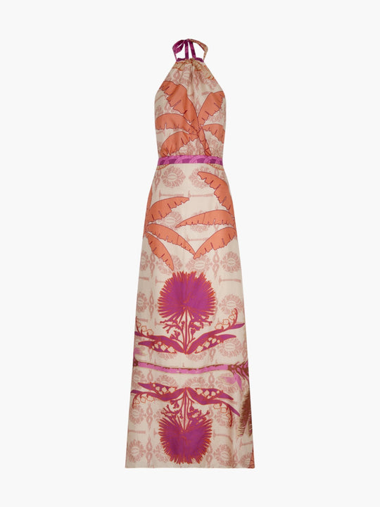 Magdalena Cotton Silk Maxi Dress | Fuchsia