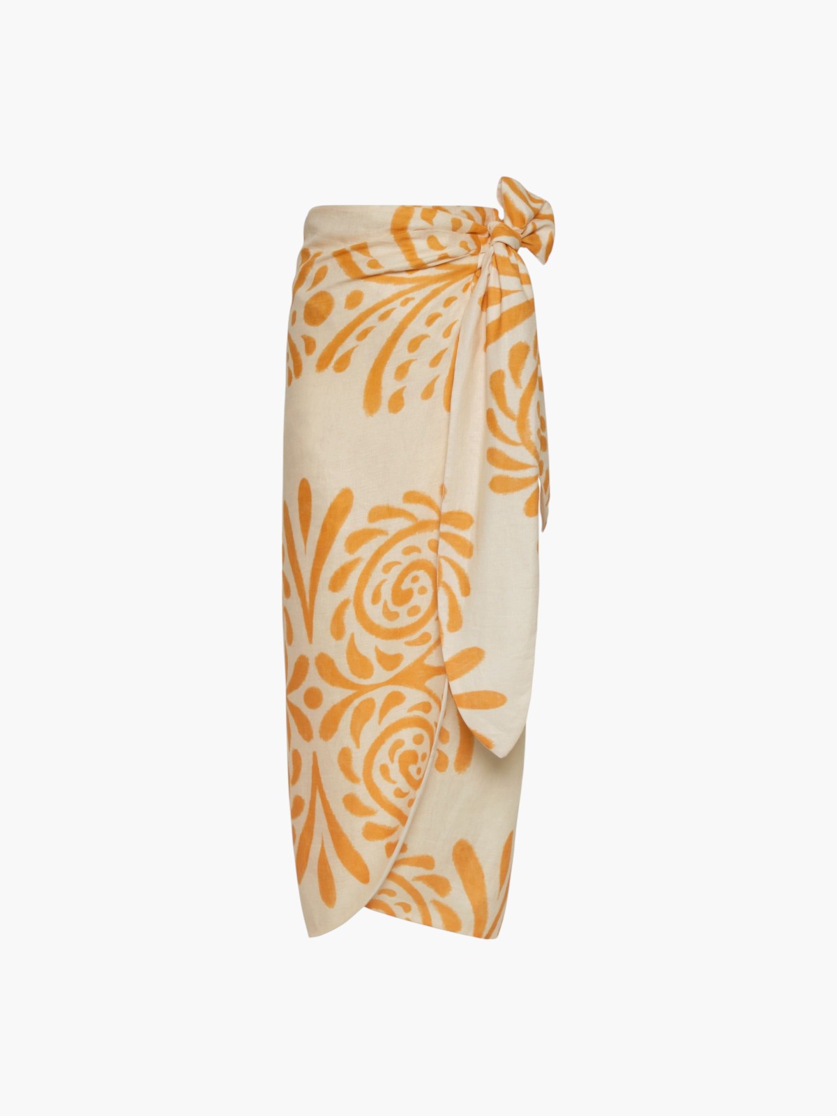 Mapara Linen Skirt / Ecru Yellow Arabesque