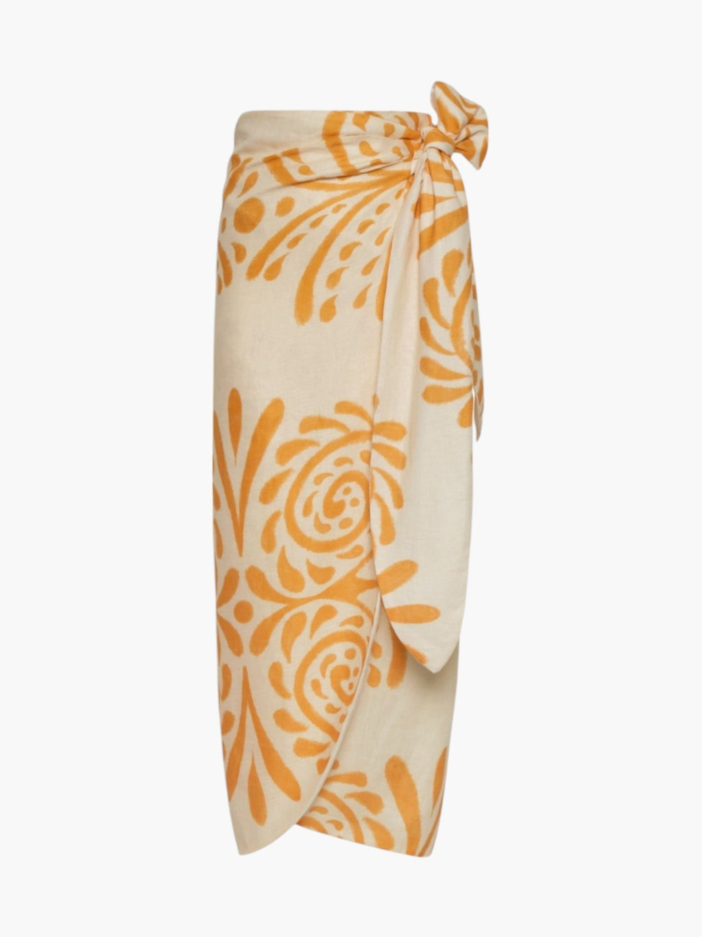 Mapara Linen Skirt / Ecru Yellow Arabesque