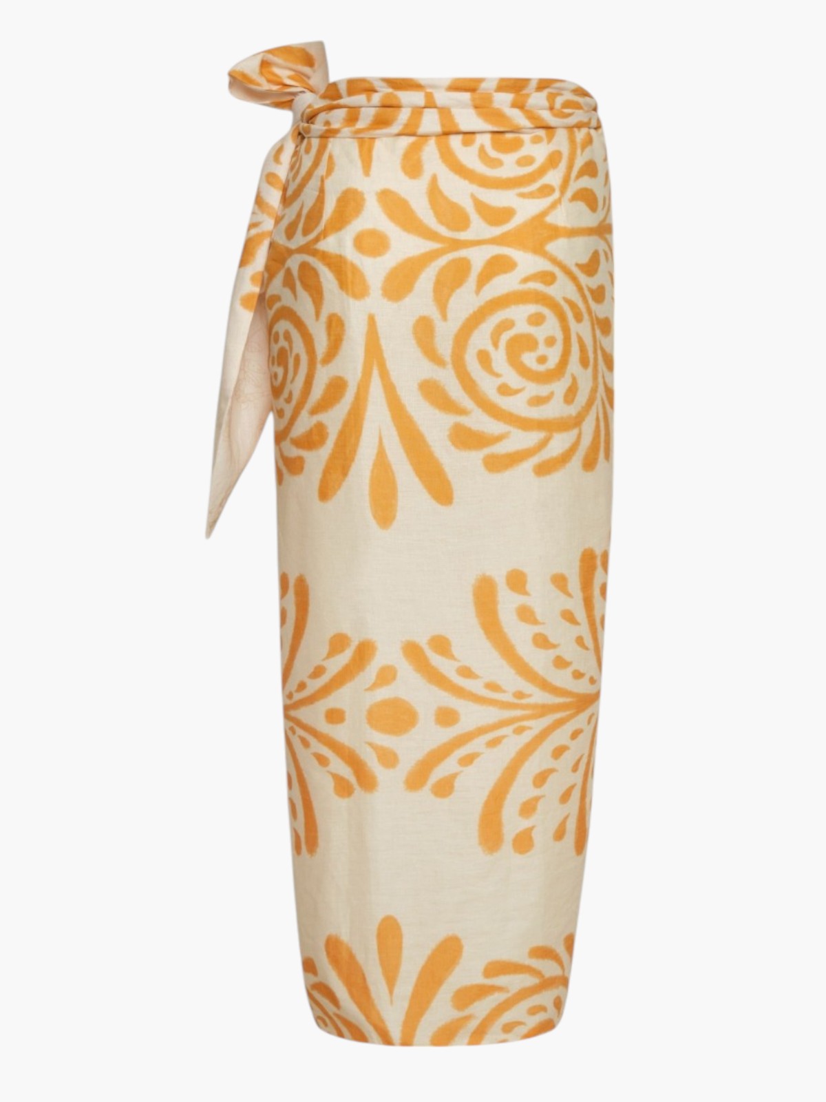 Mapara Linen Skirt / Ecru Yellow Arabesque