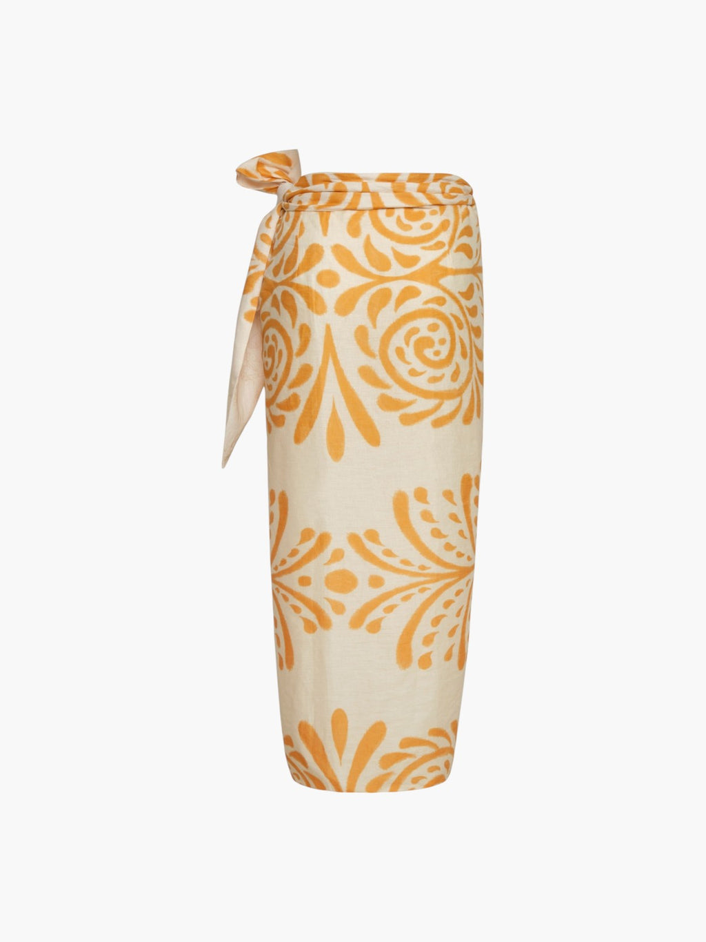 Mapara Linen Skirt / Ecru Yellow Arabesque