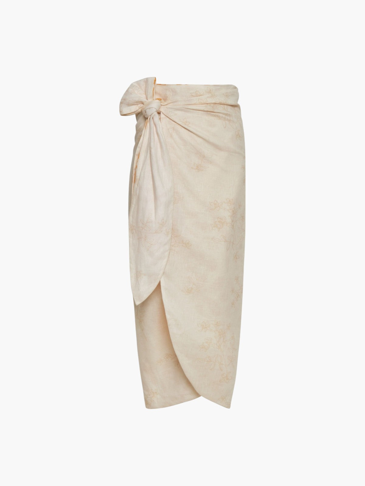 Mapara Linen Skirt / Ecru Yellow Arabesque