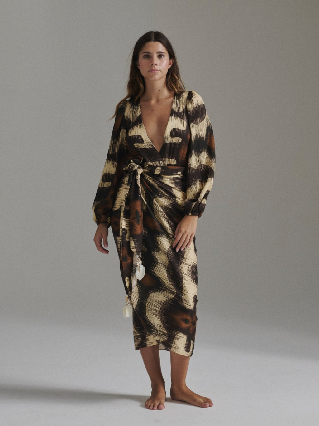 Mapara Martellato Silk Skirt / Brown Ikat