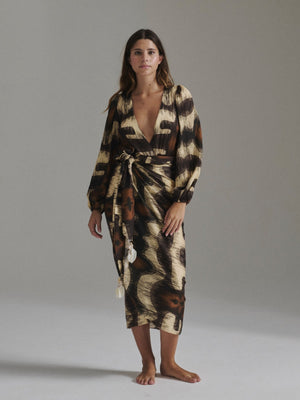 Mapara Martellato Silk Skirt / Brown Ikat Mapara Martellato Silk Skirt / Brown Ikat