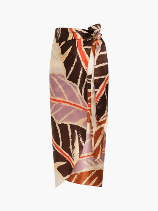 Mapara Satin Silk Skirt | Lilac Platanera Leaves