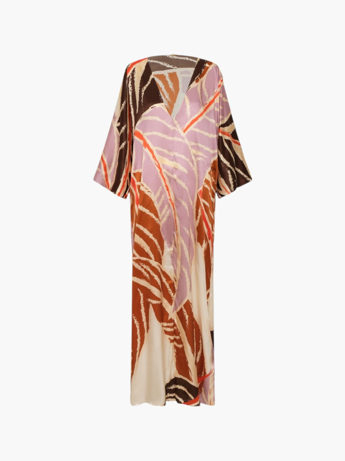 Mercedes Satin Silk Closed Tunic | Lilac Platanera Leaves Mercedes Satin Silk Closed Tunic | Lilac Platanera Leaves