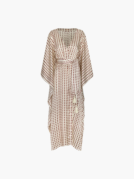 Morena Satin Silk Open Tunic | Ivory Wine Seeds