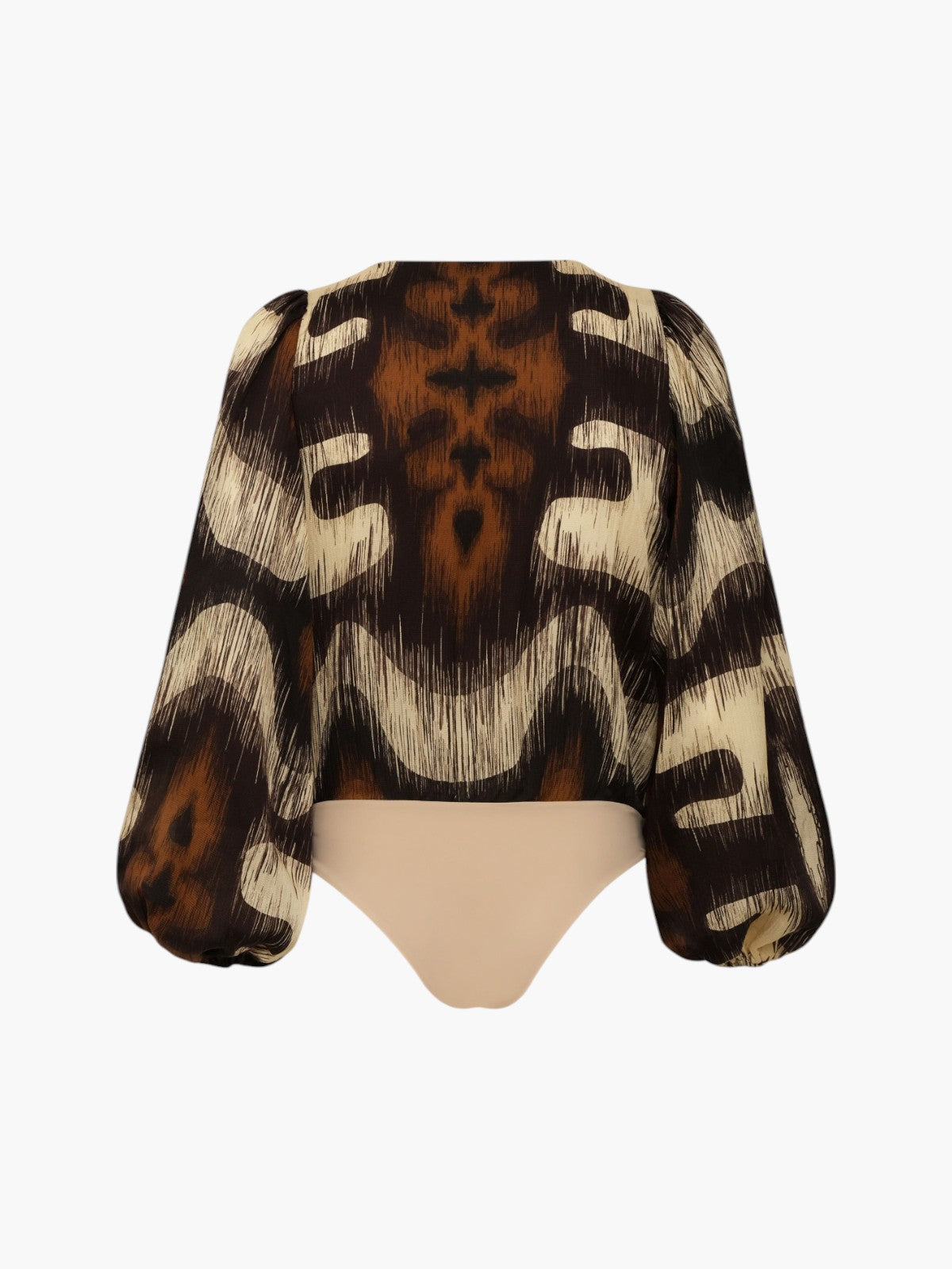 Sambale Martellato Silk Bodysuit | Brown Ikat Sambale Martellato Silk Bodysuit | Brown Ikat