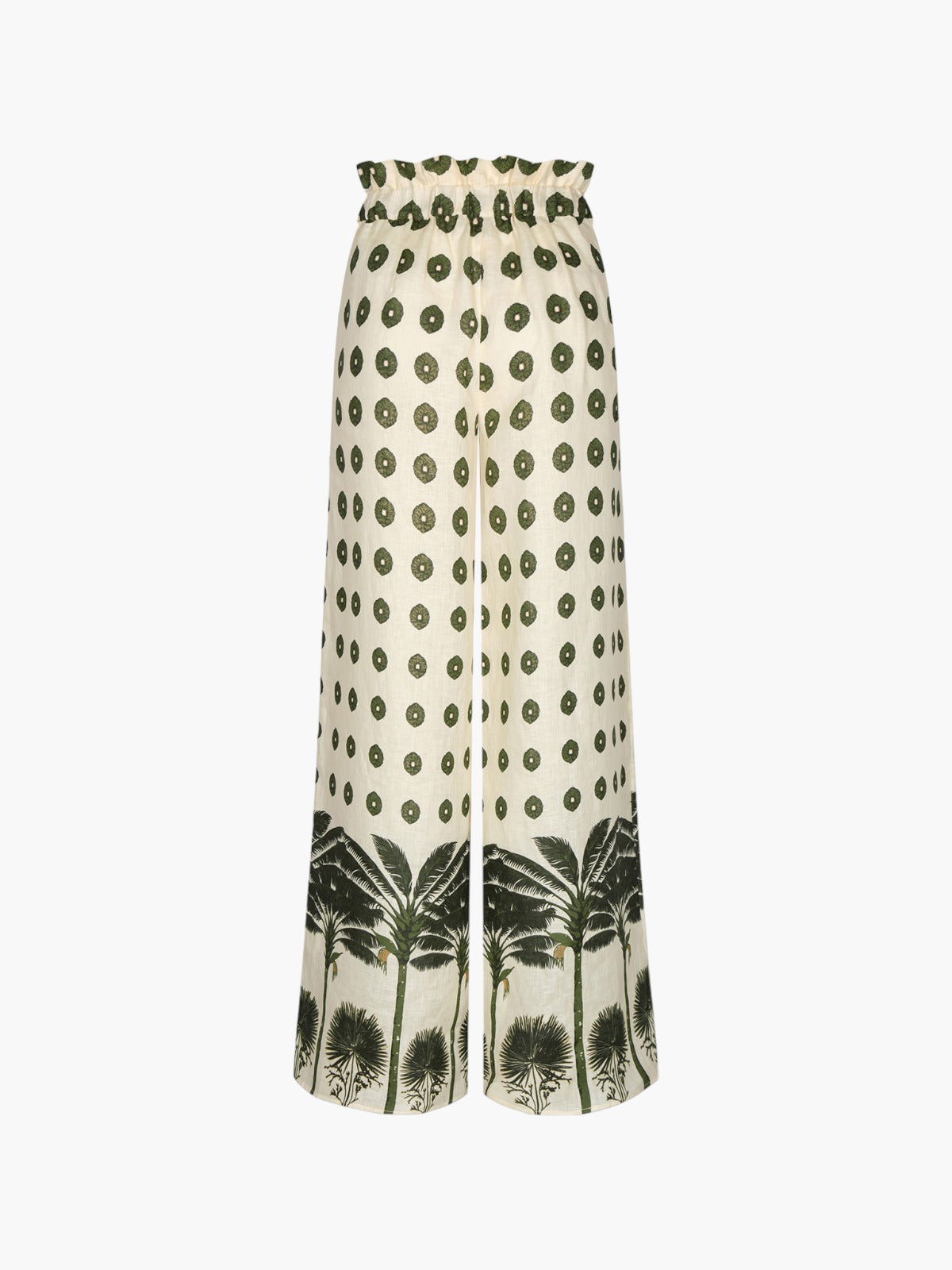 San Benito Linen Pants | Cream Mini Palms Green San Benito Linen Pants | Cream Mini Palms Green