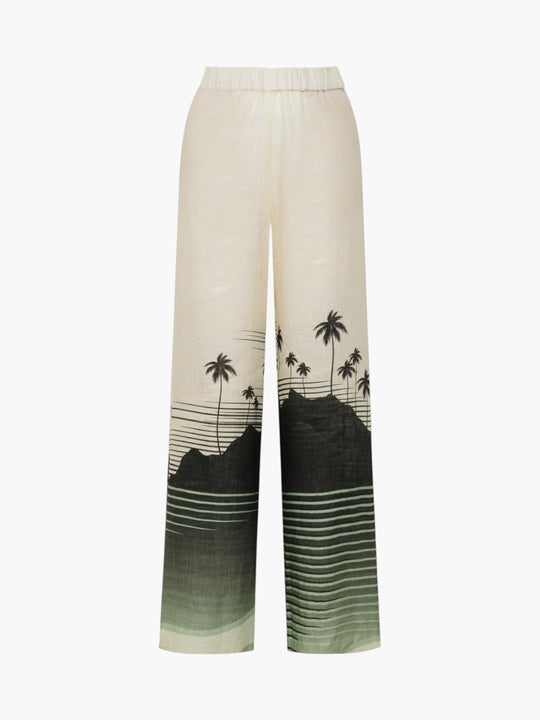 San Benito Linen Pants | Green Tropical Landscape