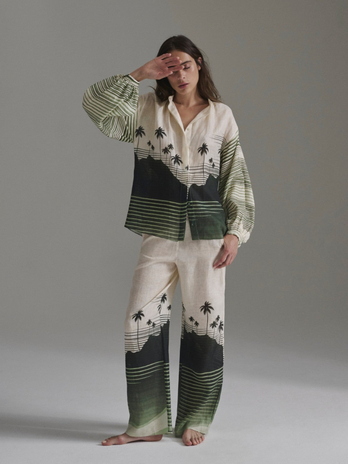 San Benito Linen Pants | Green Tropical Landscape San Benito Linen Pants | Green Tropical Landscape