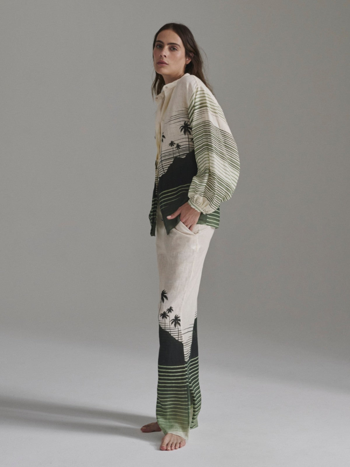 San Benito Linen Pants | Green Tropical Landscape San Benito Linen Pants | Green Tropical Landscape