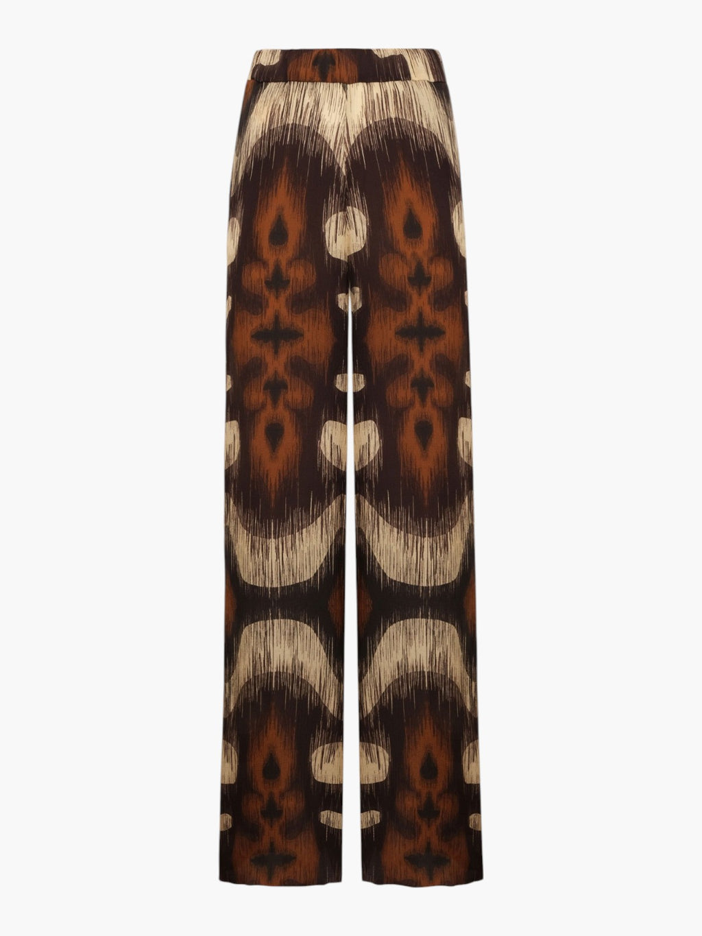 San Benito Martellato Silk Pants | Brown Ikat