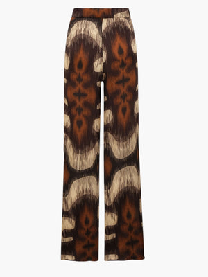 San Benito Martellato Silk Pants | Brown Ikat San Benito Martellato Silk Pants | Brown Ikat