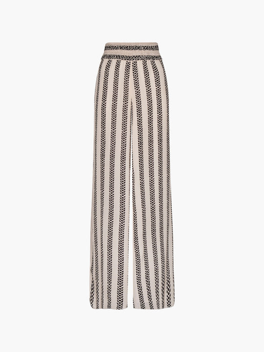 San Cipriano Crepe Viscose Pants | Beige Black Snake