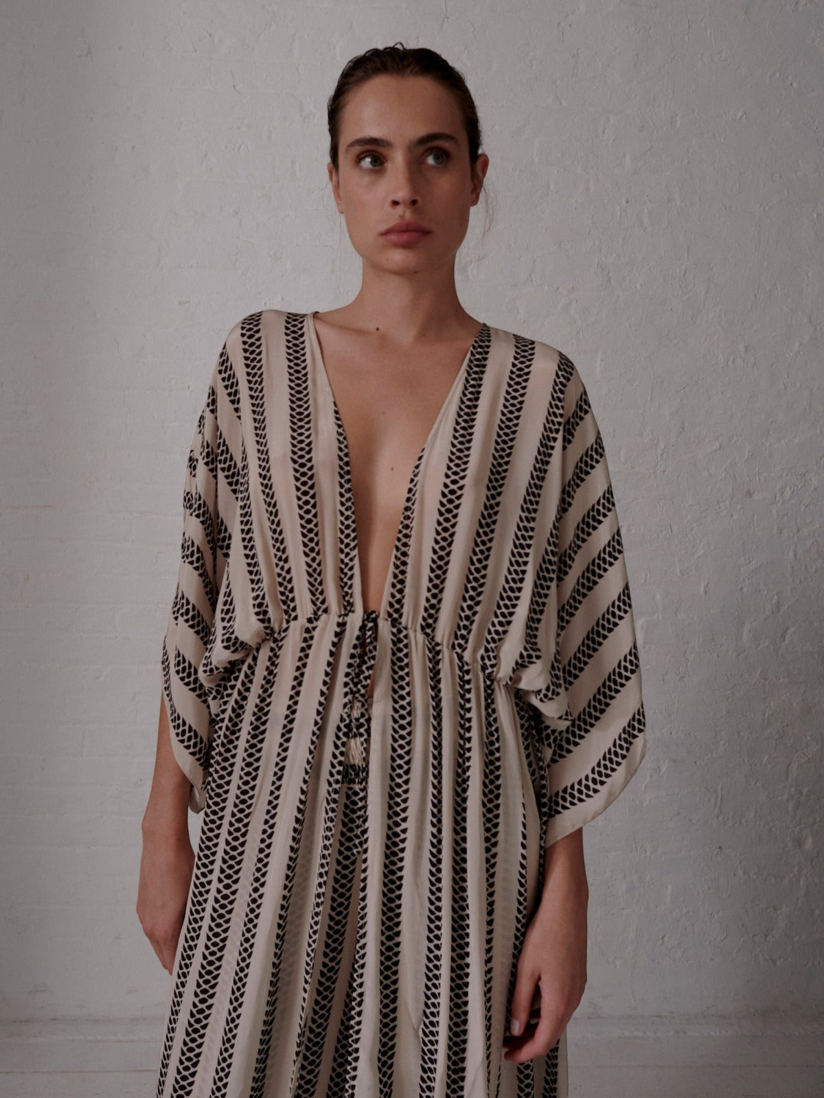San Cipriano Crepe Viscose Tunic | Beige Black Snake San Cipriano Crepe Viscose Tunic | Beige Black Snake