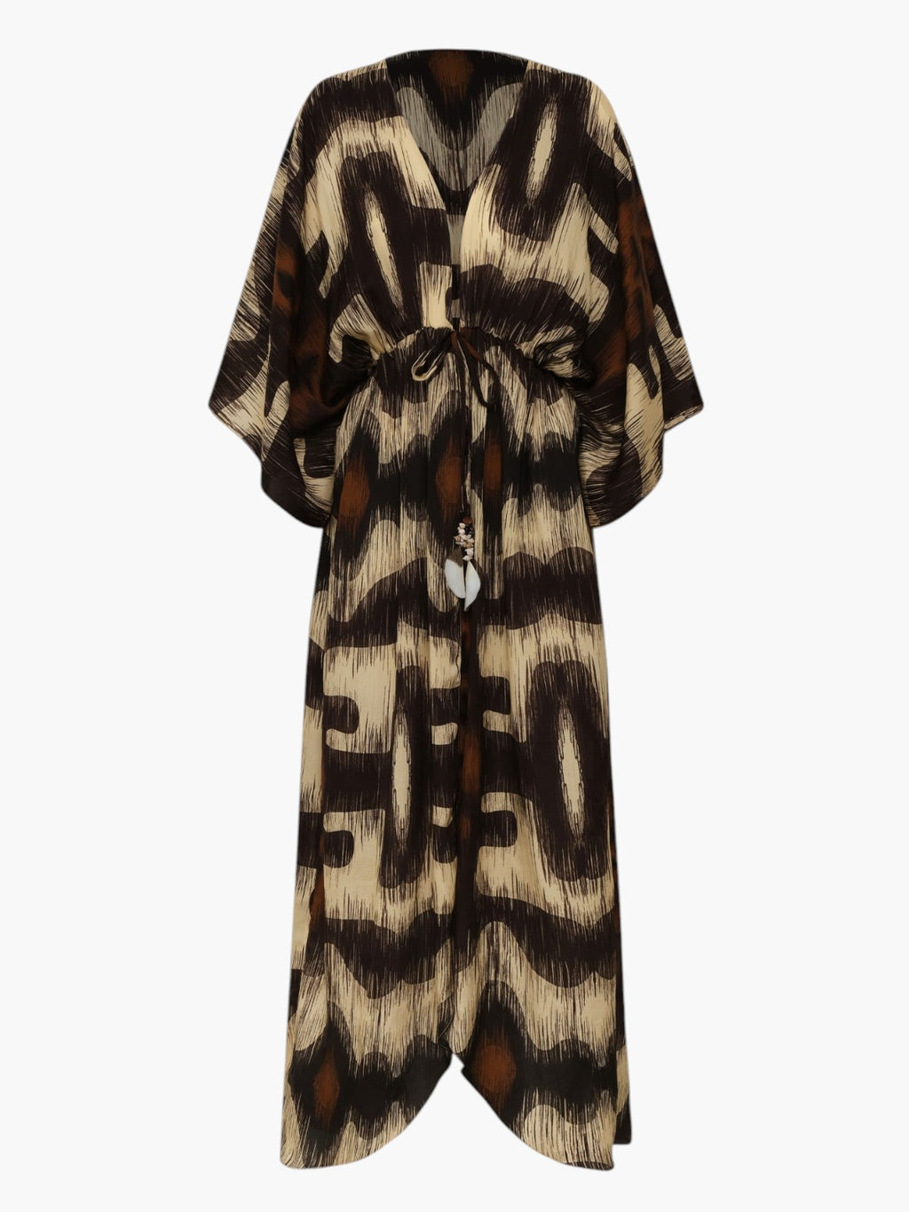 San Cipriano Martellato Silk Tunic | Brown Ikat