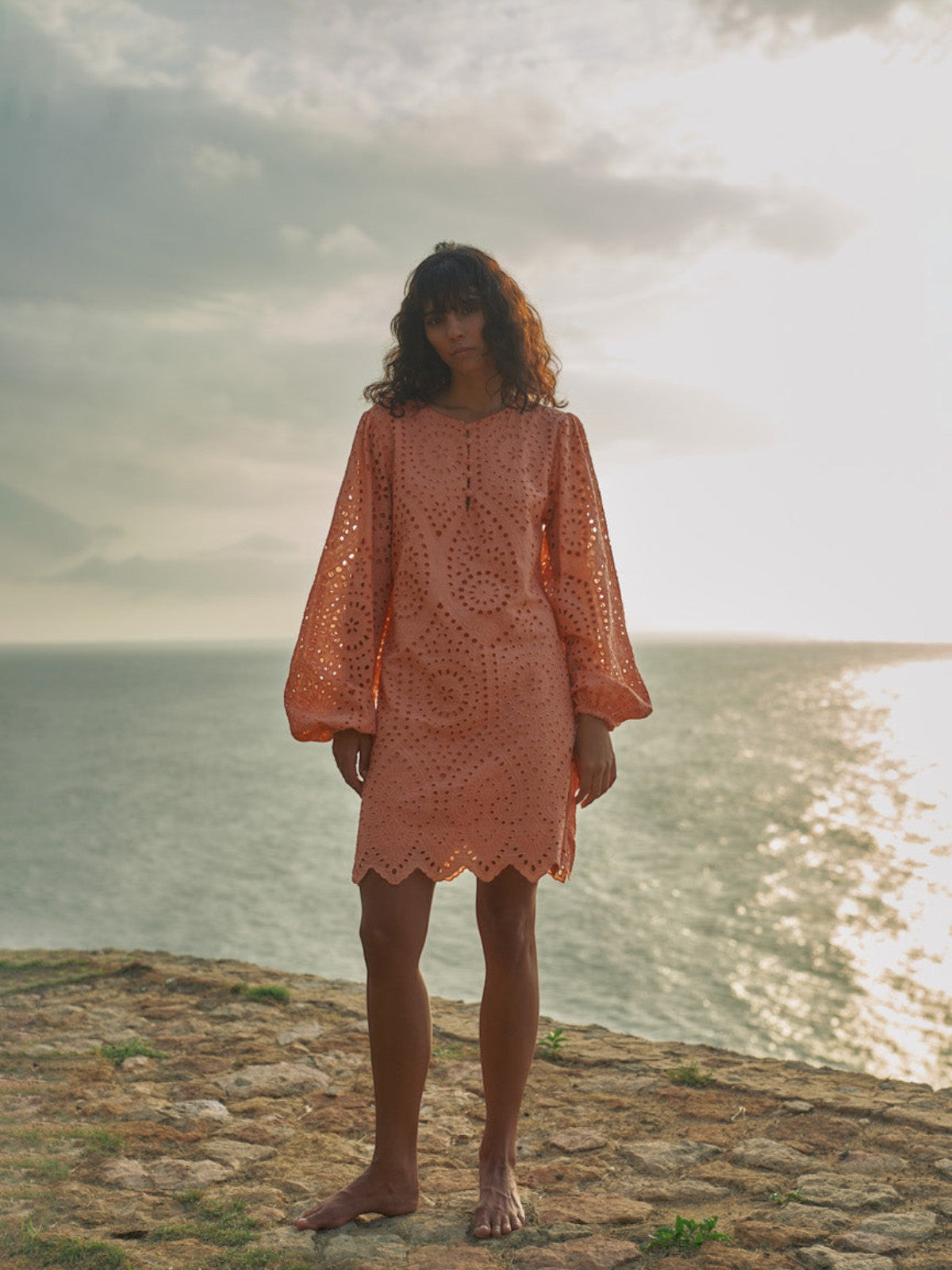 San Marco Eyelet Mini Dress | Apricot San Marco Eyelet Mini Dress | Apricot