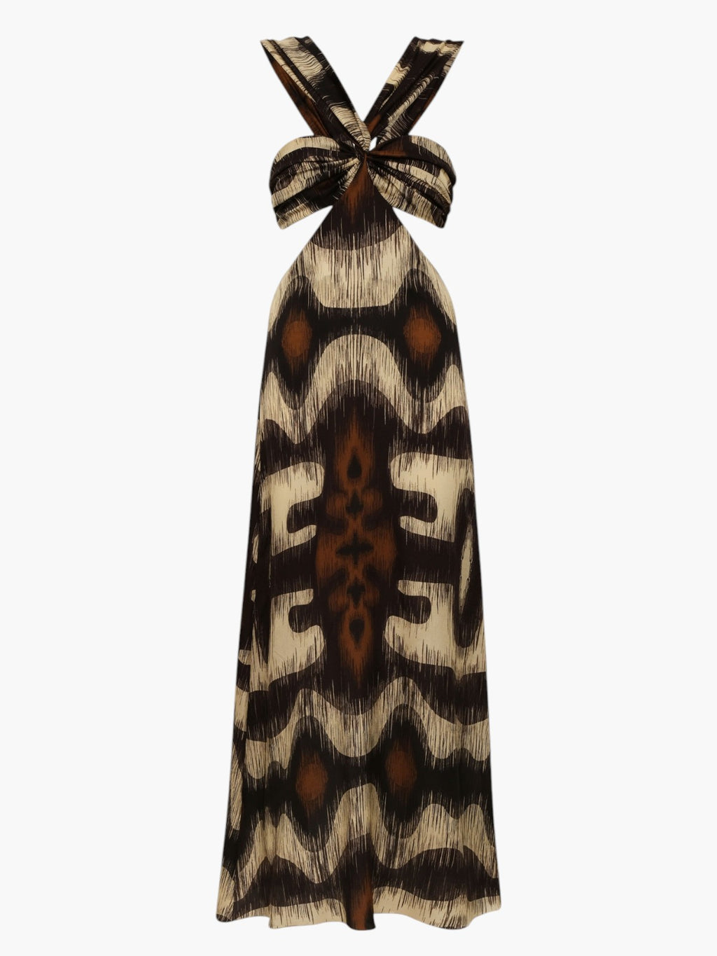 Santo Tomás Martellato Silk Dress | Brown Ikat