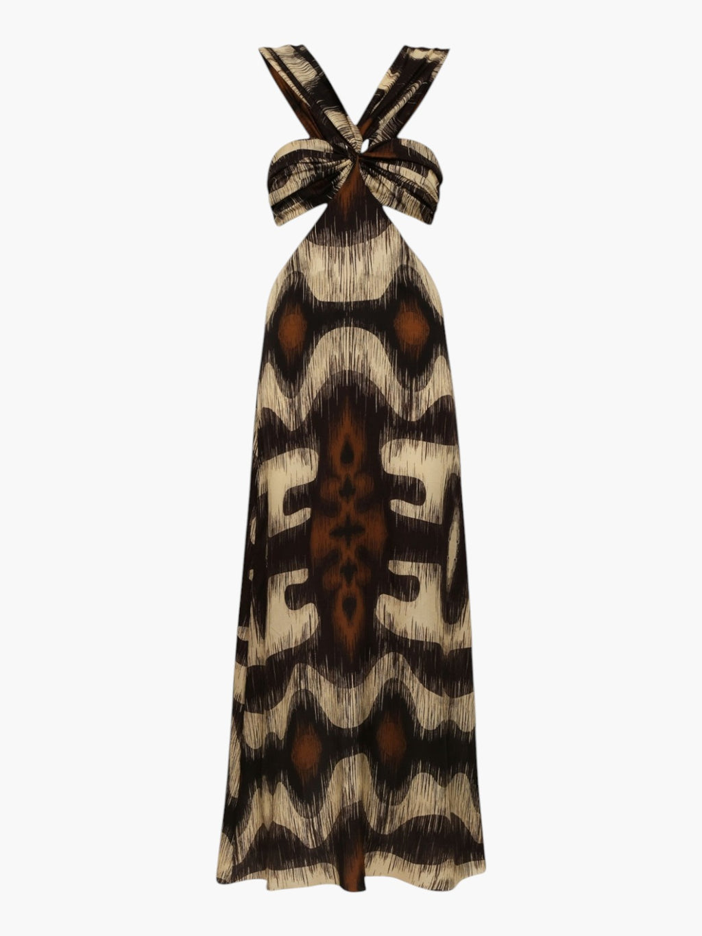 Santo Tomás Martellato Silk Dress | Brown Ikat