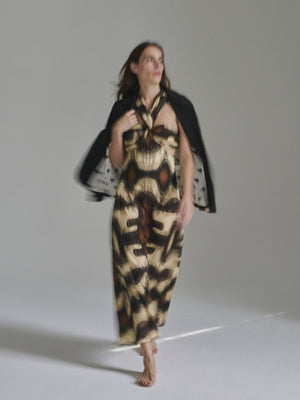 Santo Tomás Martellato Silk Dress | Brown Ikat Santo Tomás Martellato Silk Dress | Brown Ikat