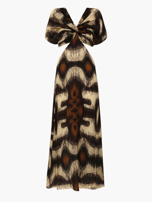 Santo Tomás Martellato Silk Dress | Brown Ikat Santo Tomás Martellato Silk Dress | Brown Ikat