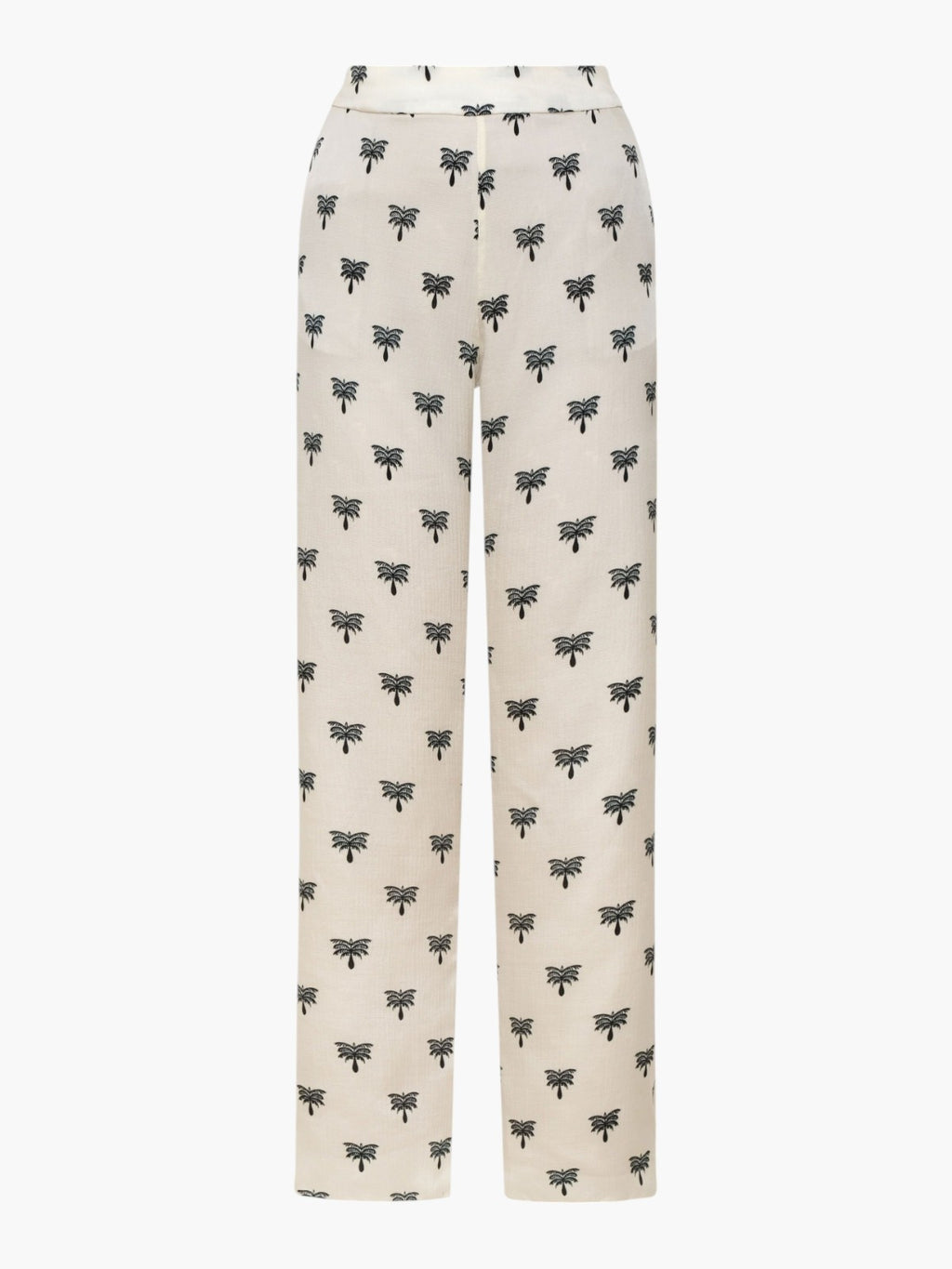 Santo Tomás Martellato Silk Pants | Ivory/Black Polka Palms