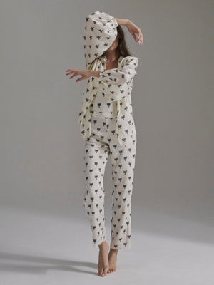 Santo Tomás Martellato Silk Pants | Ivory/Black Polka Palms Santo Tomás Martellato Silk Pants | Ivory/Black Polka Palms