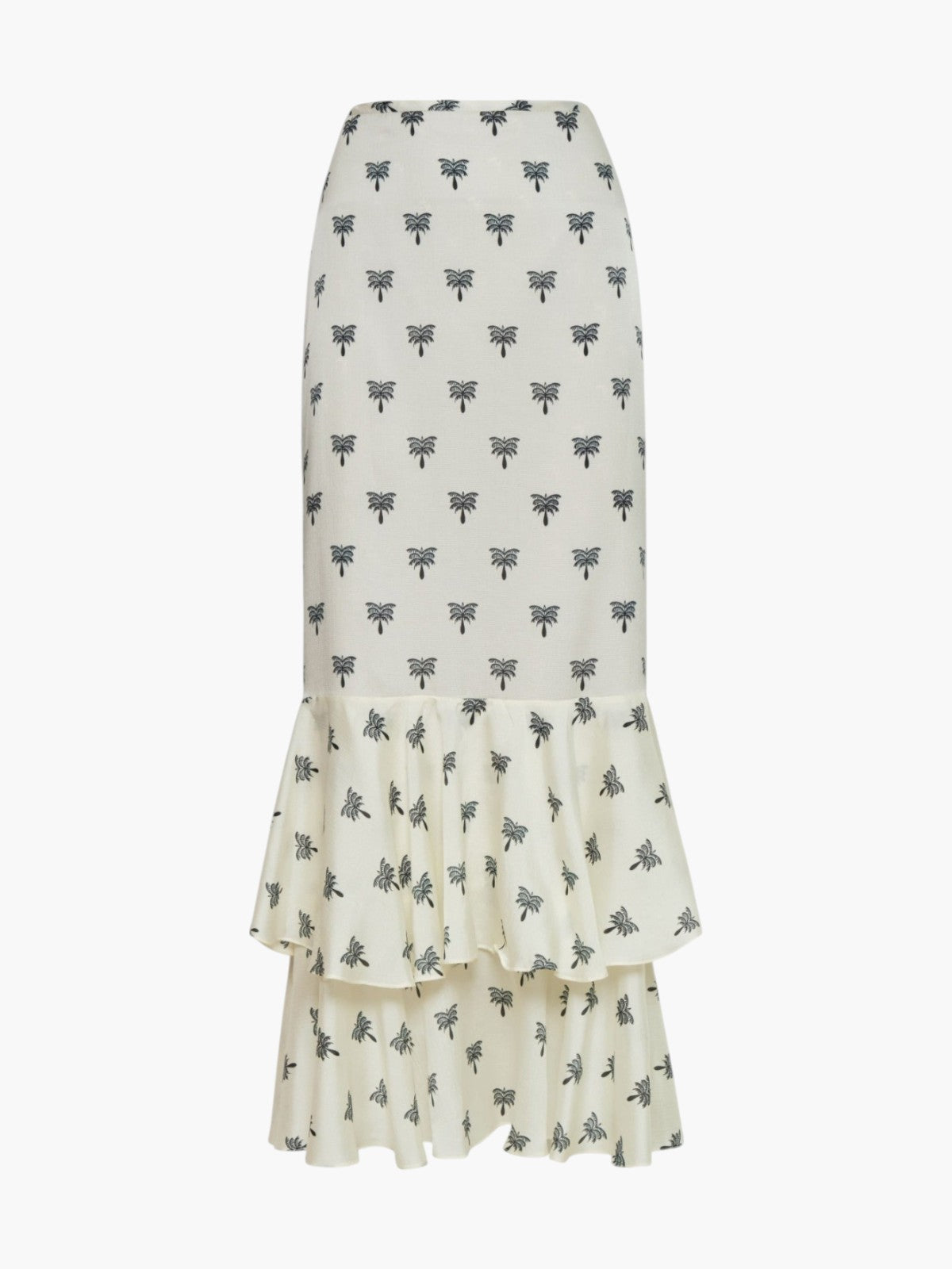 Sevilla Martellato Silk Skirt | Ivory/Black Polka Palms