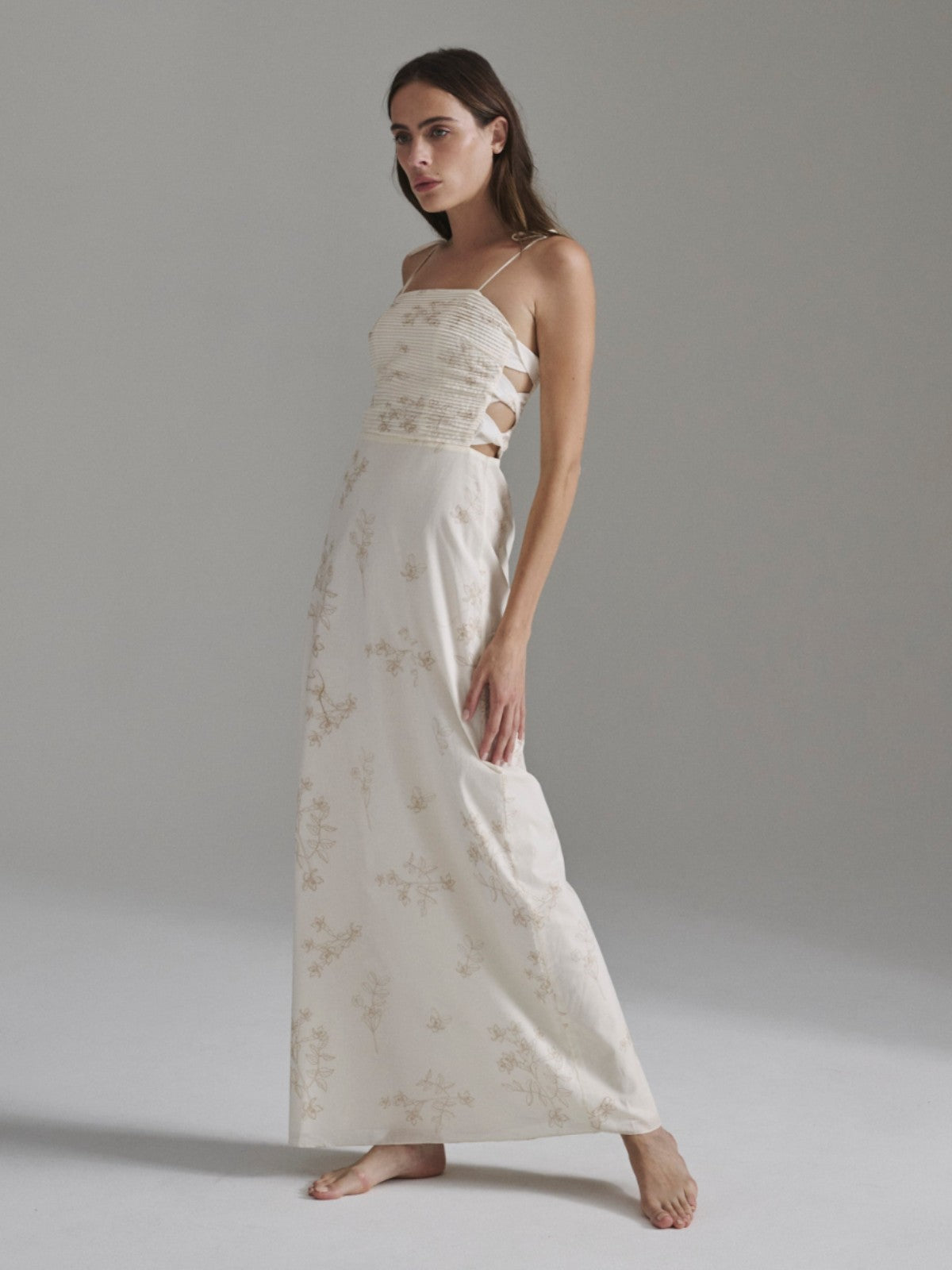 Tejada Pleated Cotton Midi Dress | Ivory Guayacan Tejada Pleated Cotton Midi Dress | Ivory Guayacan