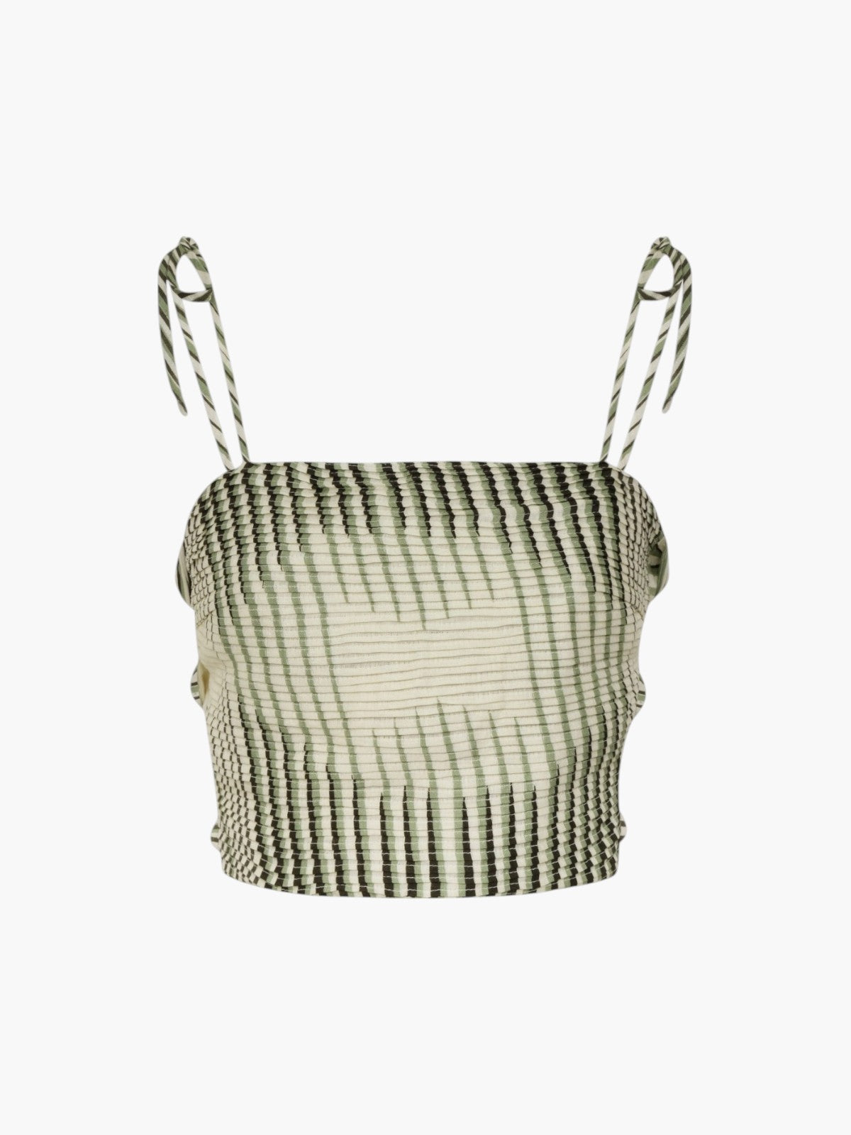 Tejada Pleated Linen Top | Green Stripes