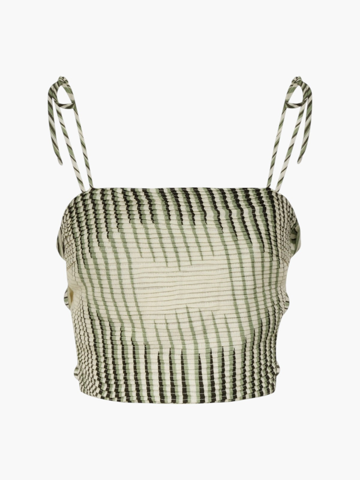 Tejada Pleated Linen Top | Green Stripes