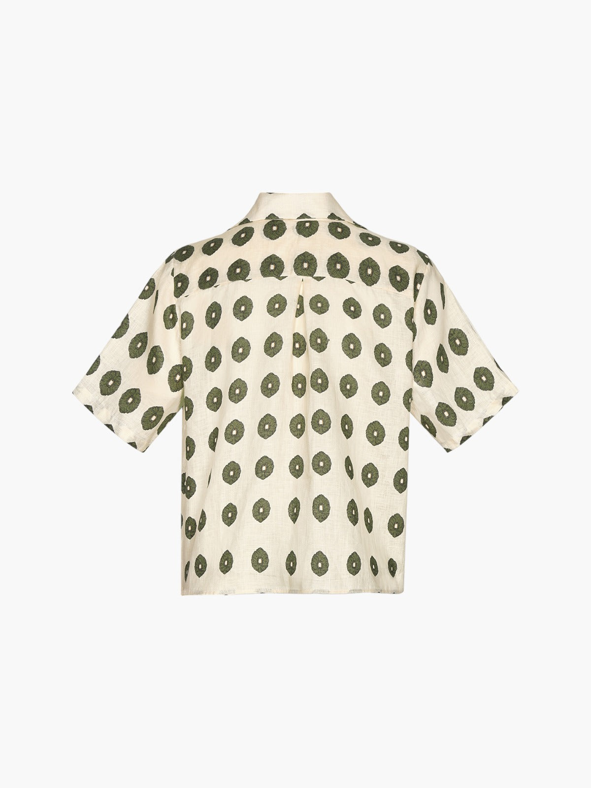 Tomaso Linen Shirt | Cream Mini Palms Green