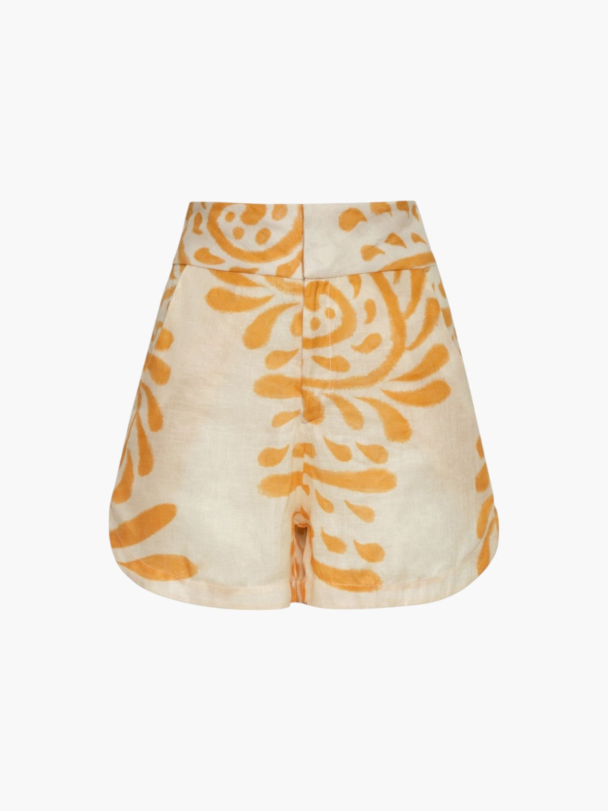 Tomaso Linen Short | Ecru Yellow Arabesque Tomaso Linen Short | Ecru Yellow Arabesque