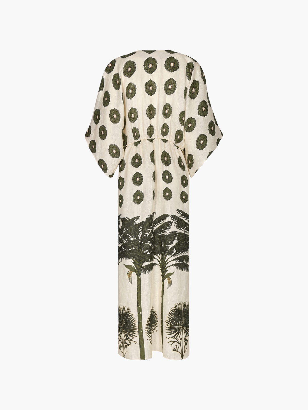 Topacio Linen Maxi Dress | Cream Maxi Palms Green Topacio Linen Maxi Dress | Cream Maxi Palms Green