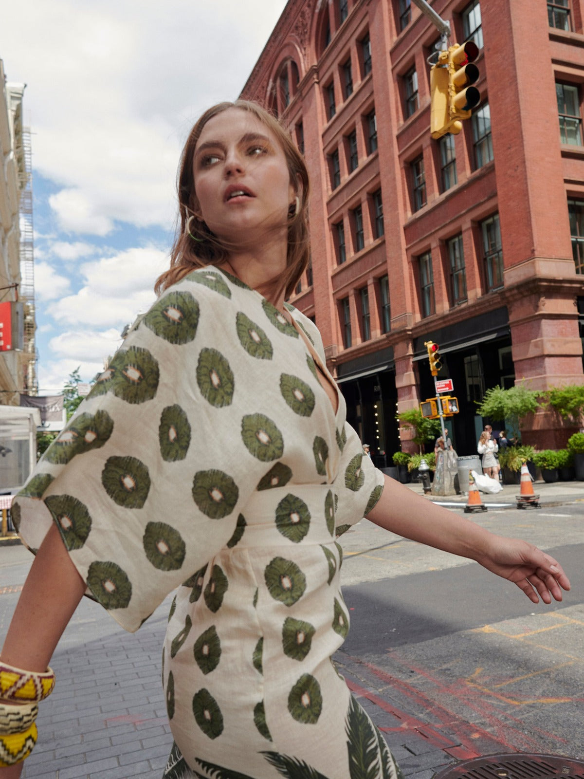 Topacio Linen Maxi Dress | Cream Maxi Palms Green Topacio Linen Maxi Dress | Cream Maxi Palms Green