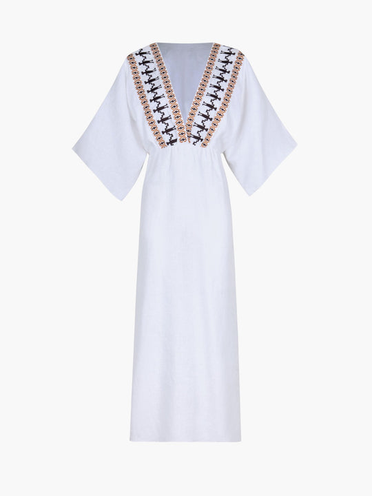 Topacio Linen Tunic | White Embroidered