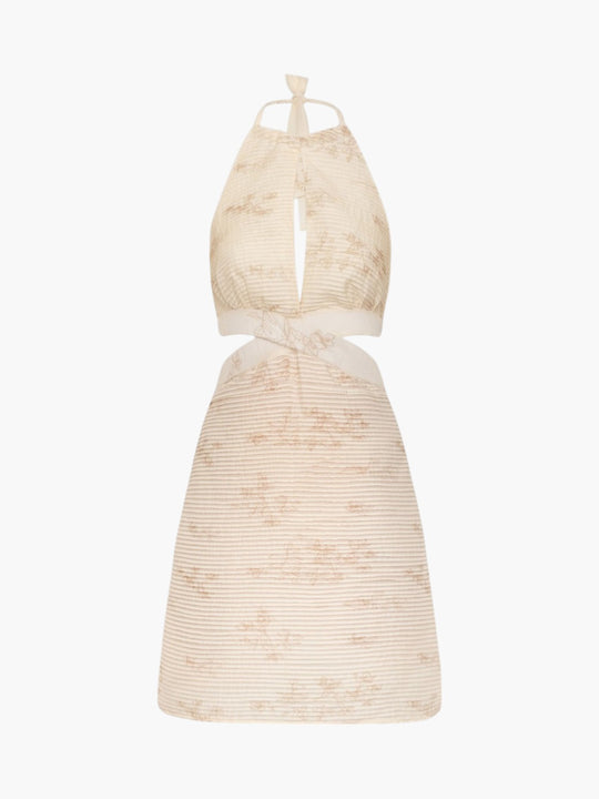 San Agustín Pleated Cotton Mini Dress | Ivory Guayacan