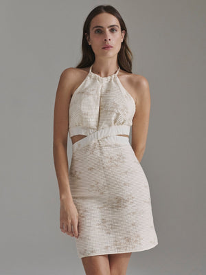 San Agustín Pleated Cotton Mini Dress | Ivory Guayacan San Agustín Pleated Cotton Mini Dress | Ivory Guayacan