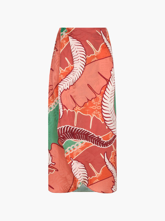 Amaime Jacquard Midi Skirt | Coral