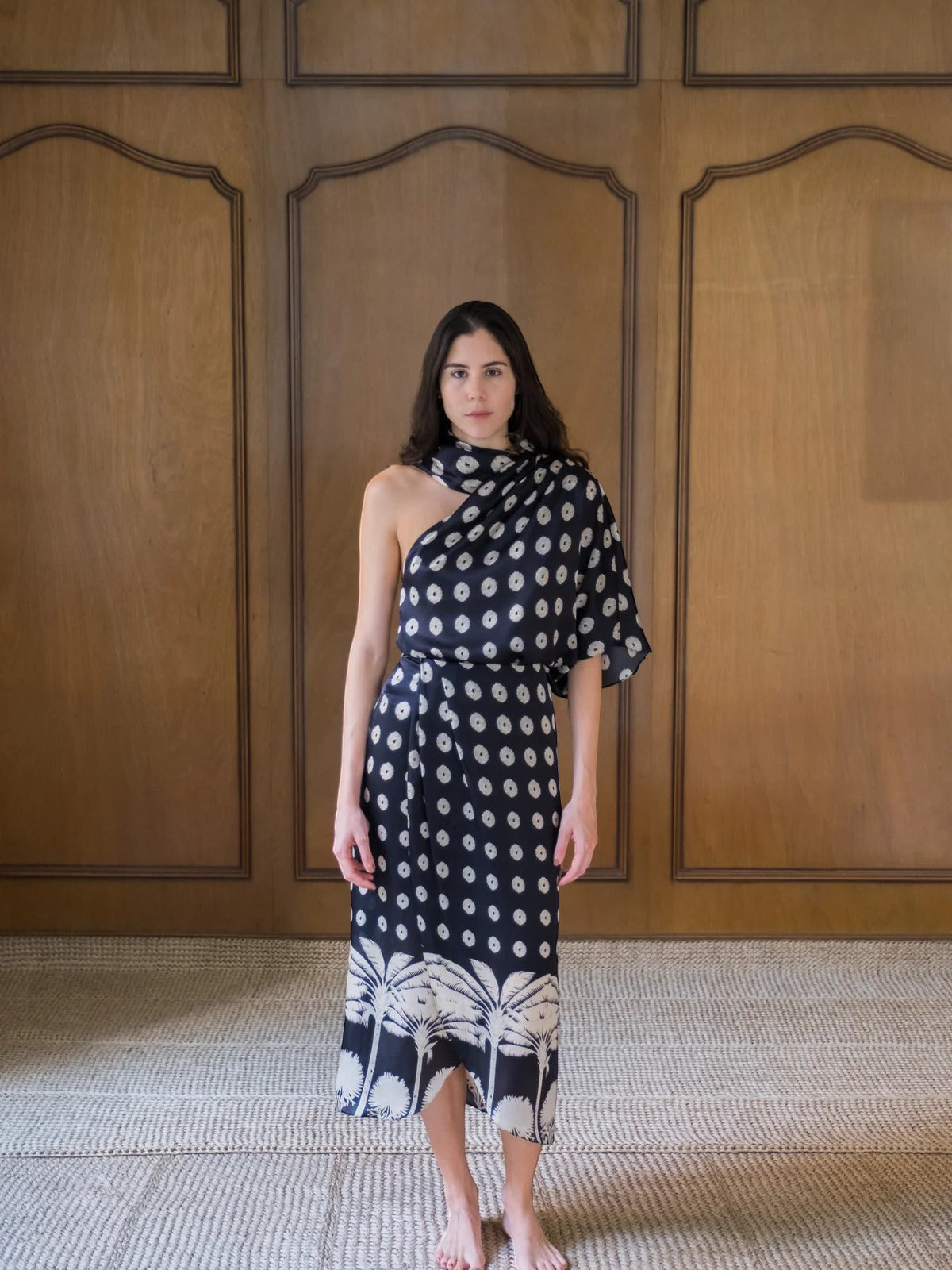 Amaime Satin Silk Midi Skirt | Black Palms Amaime Satin Silk Midi Skirt | Black Palms